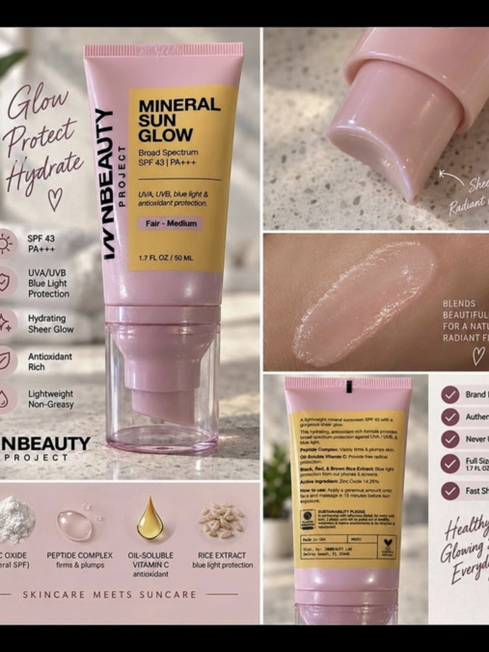 INNBEAUTY PROJECT Mineral Sun Glow SPF 43 Pink